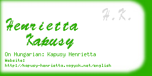 henrietta kapusy business card